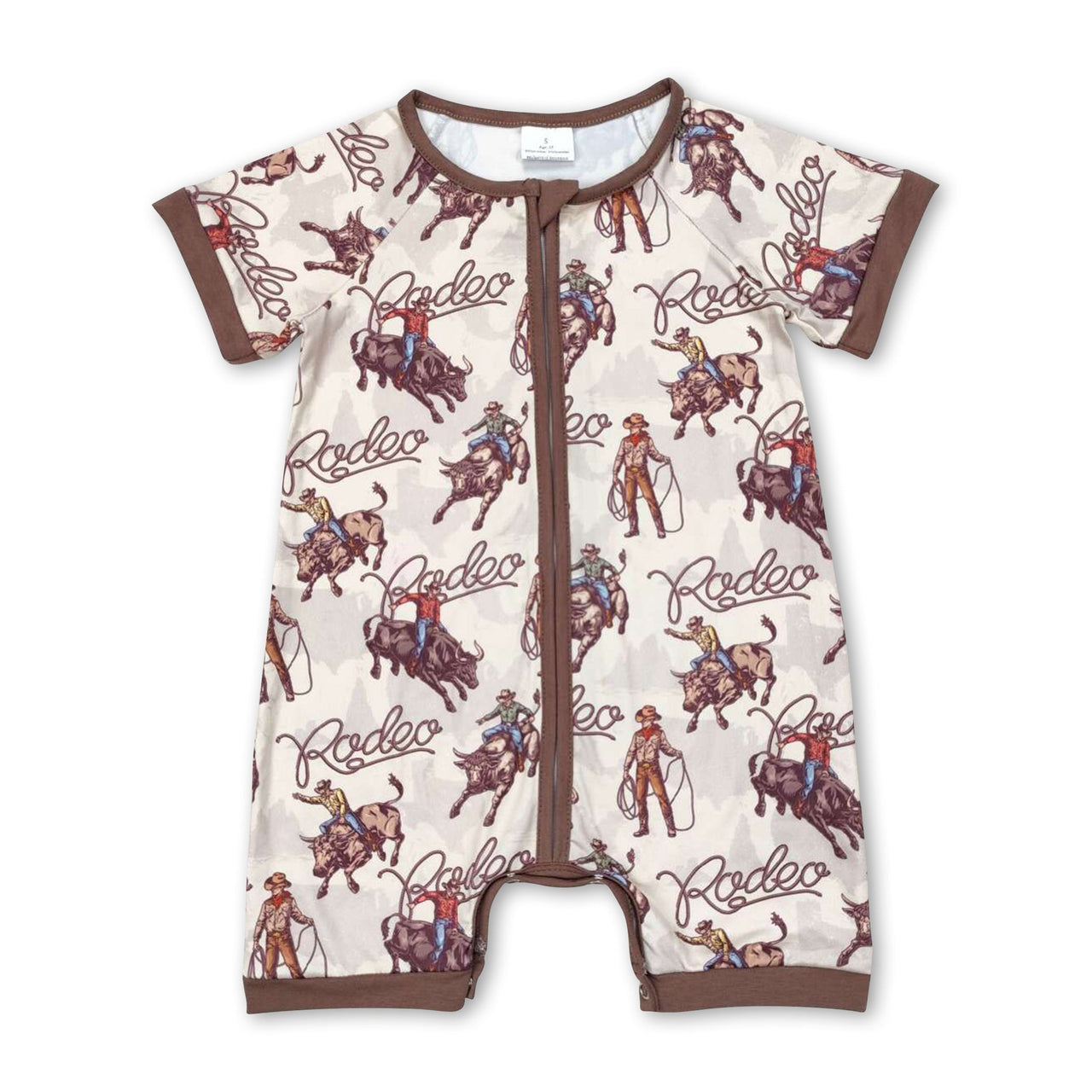 Rodeo Western Baby Boy Zip Romper