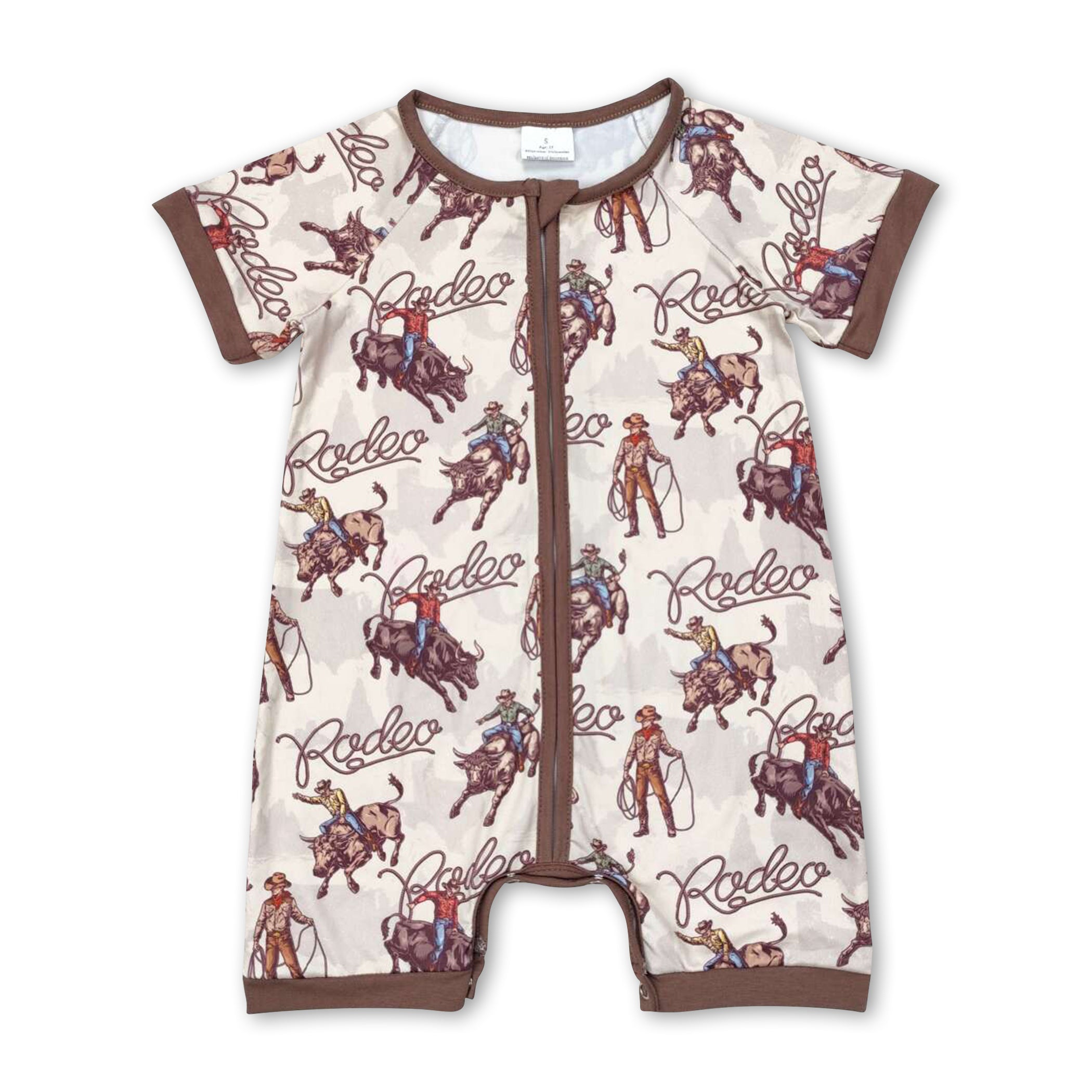 Rodeo Western Baby Boy Zip Romper