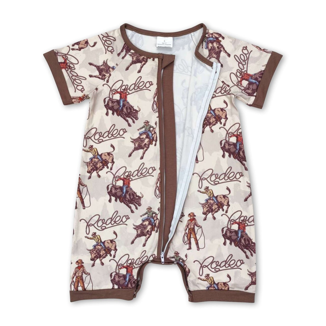 Rodeo Western Baby Boy Zip Romper