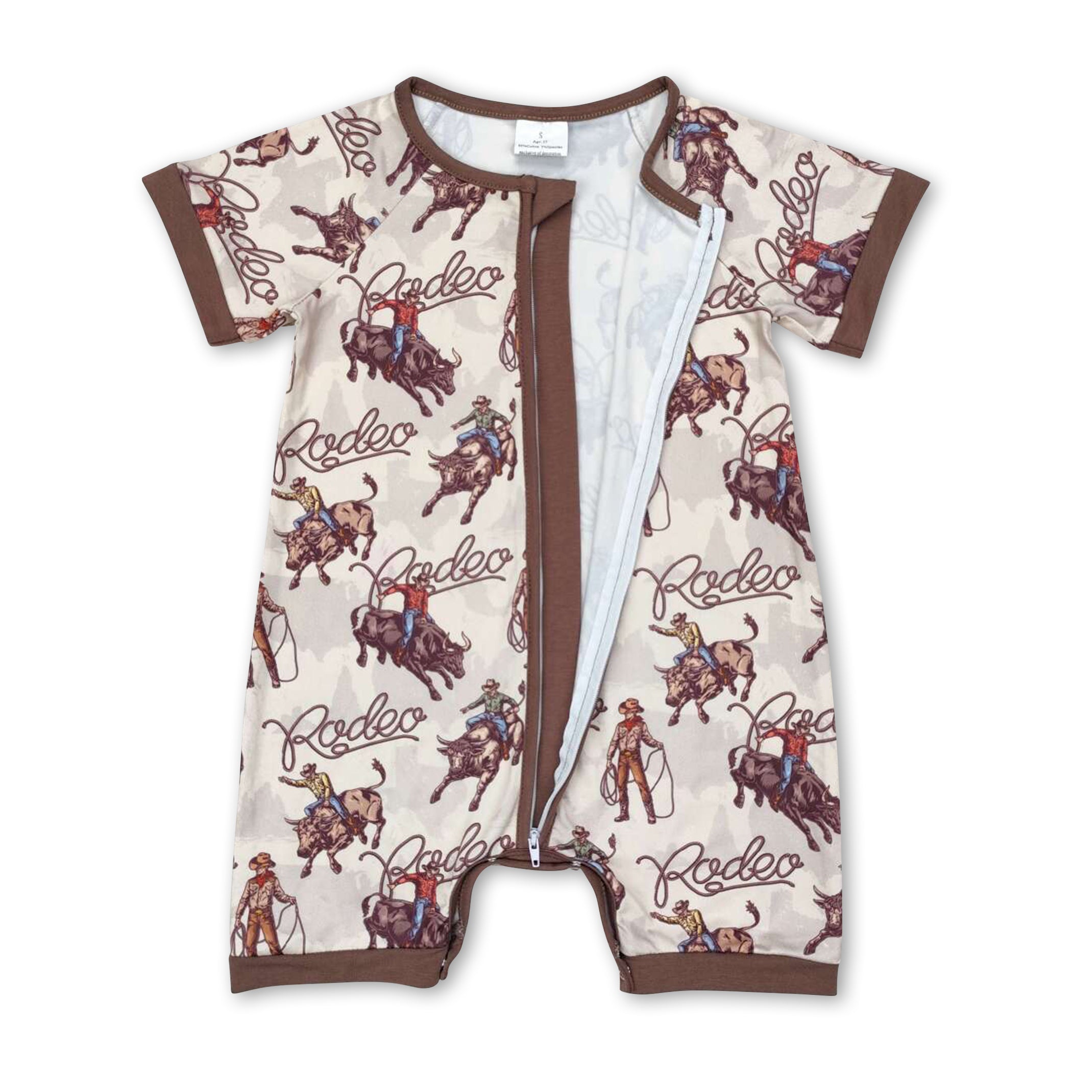 Rodeo Western Baby Boy Zip Romper
