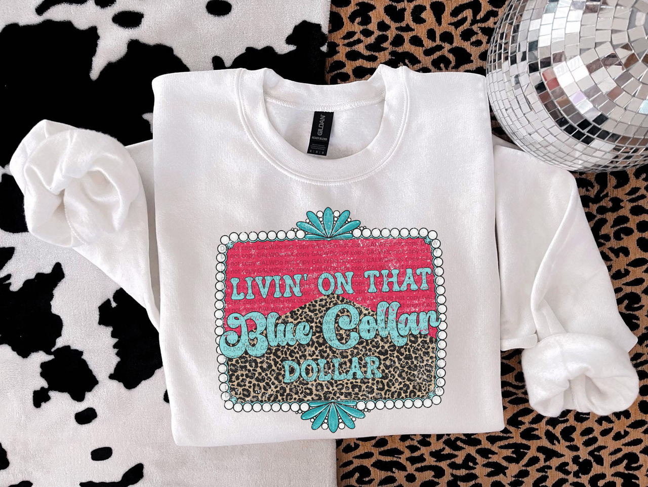 Leopard Blue Collar Dollar Graphic Tee