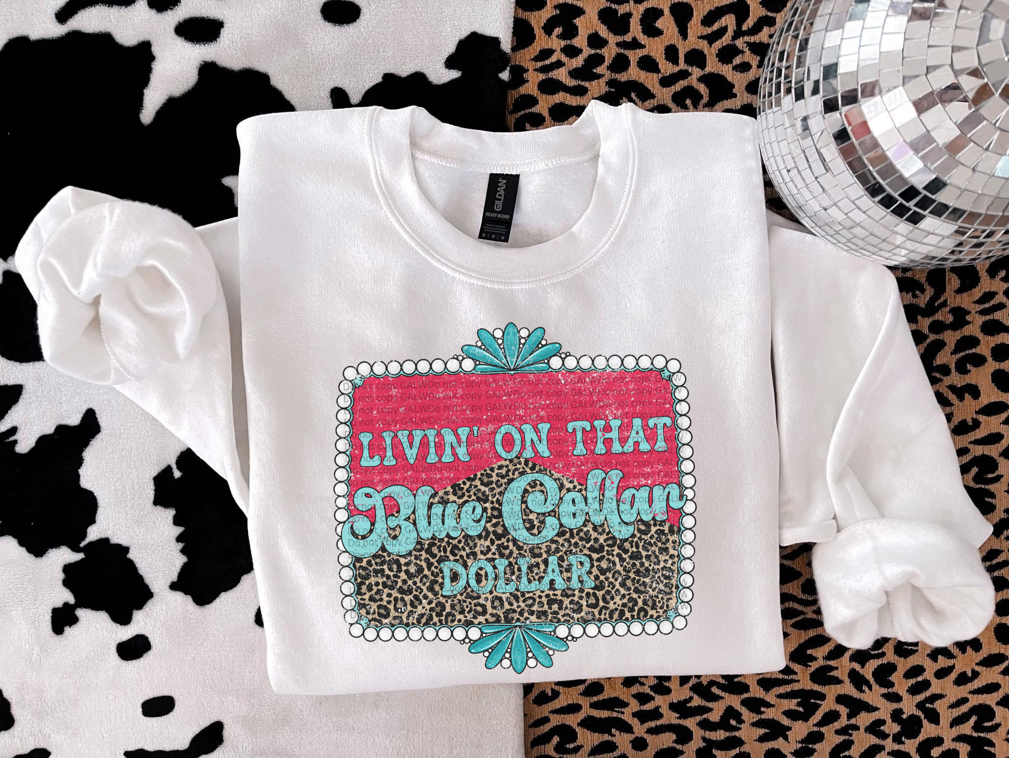 Leopard Blue Collar Dollar Graphic Tee