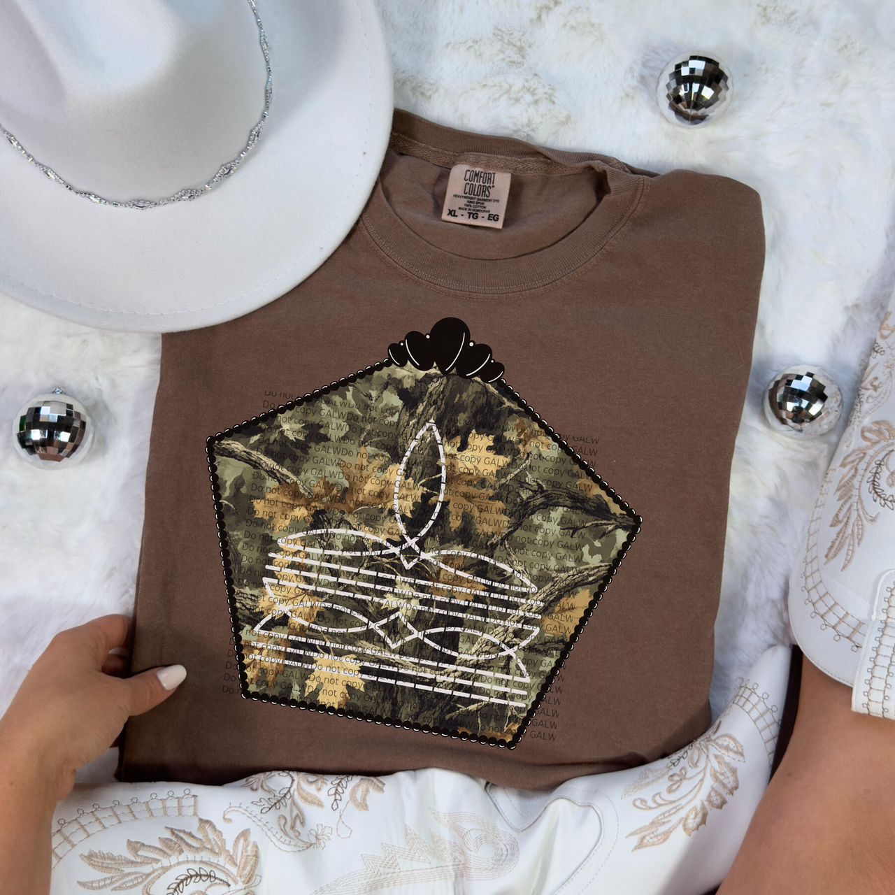 Camo Western Boot Stitch Graphic Tee