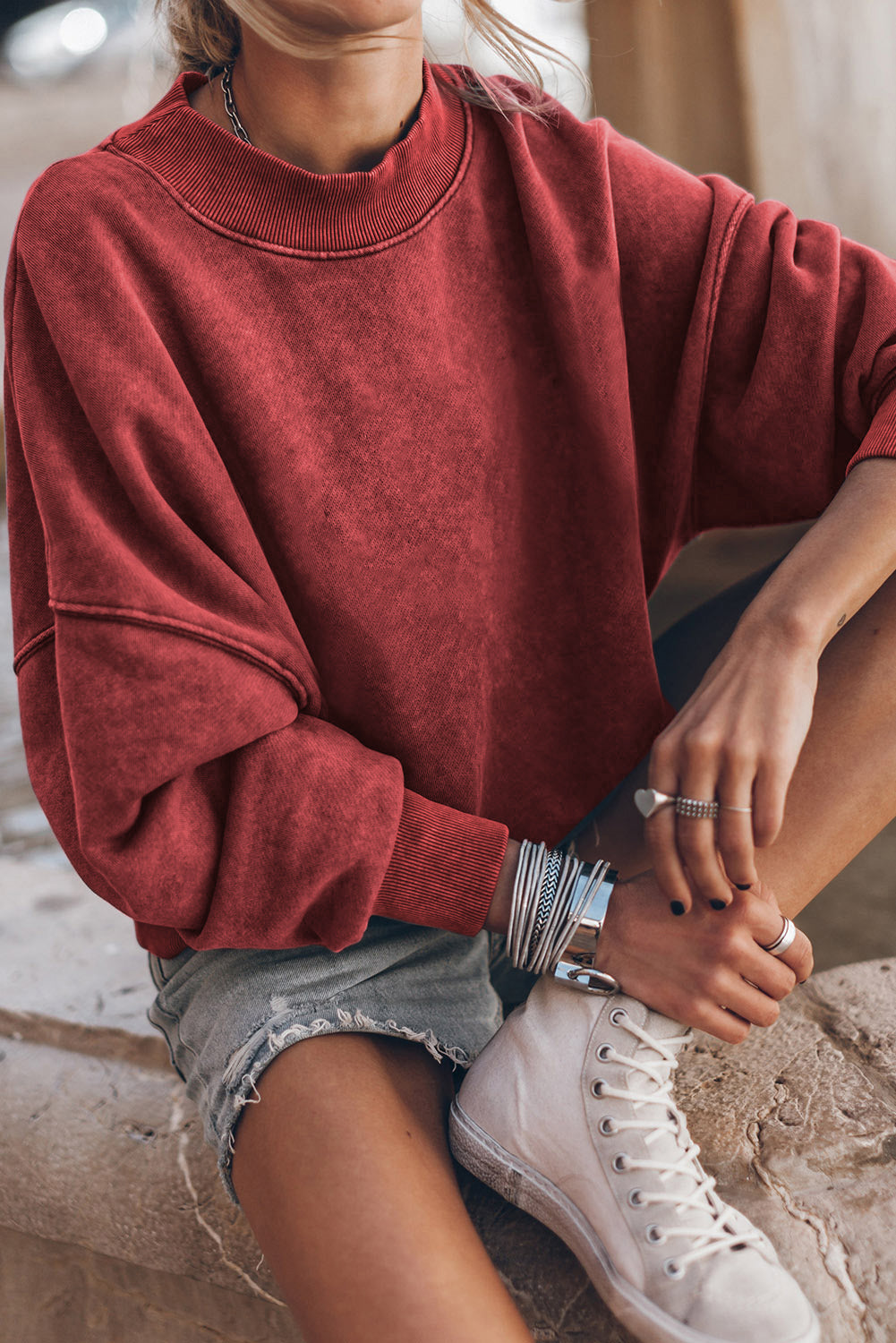 Brown Drop Shoulder Crew Neck Sweatshirt
