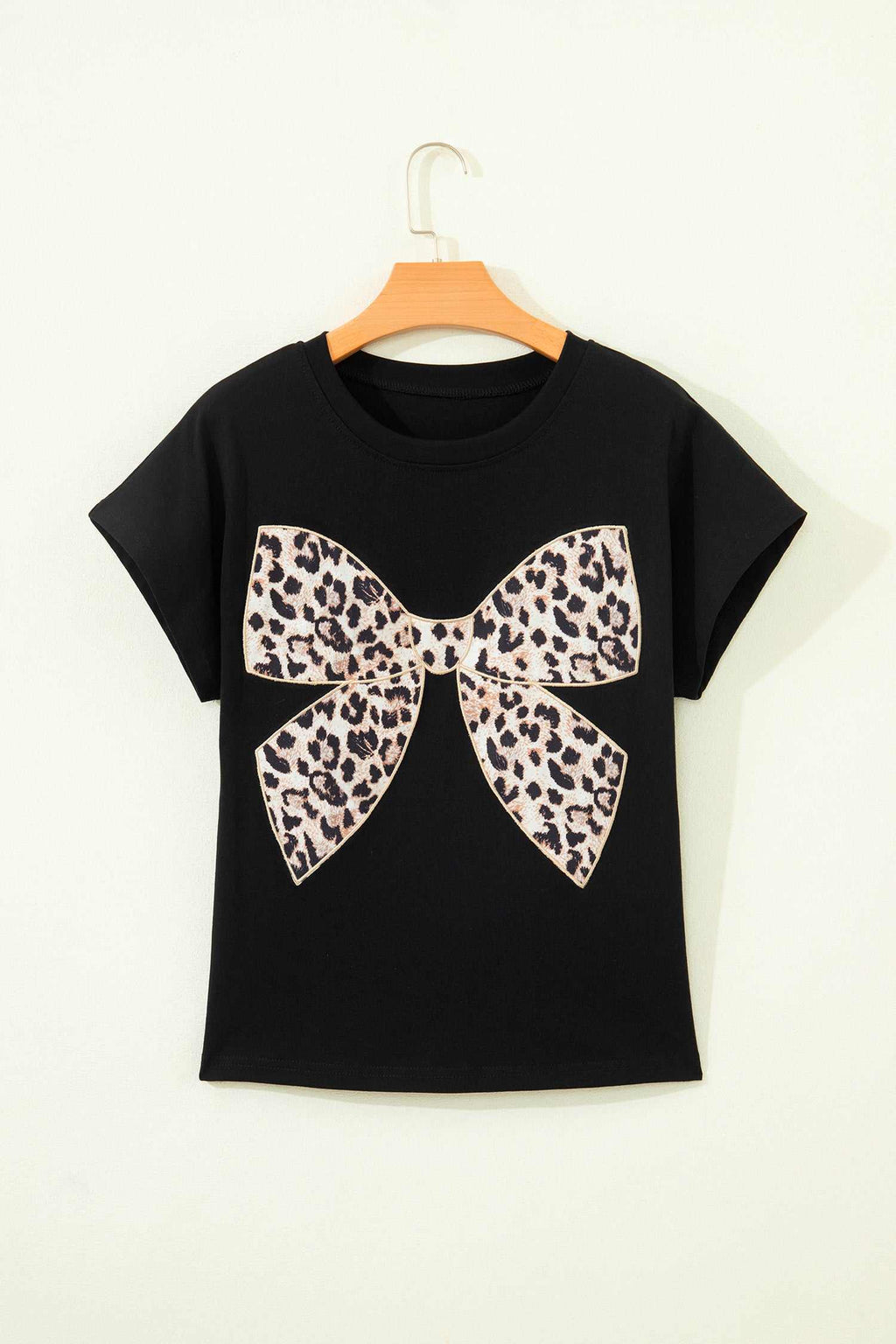 Pink leopard bow tee, view 9