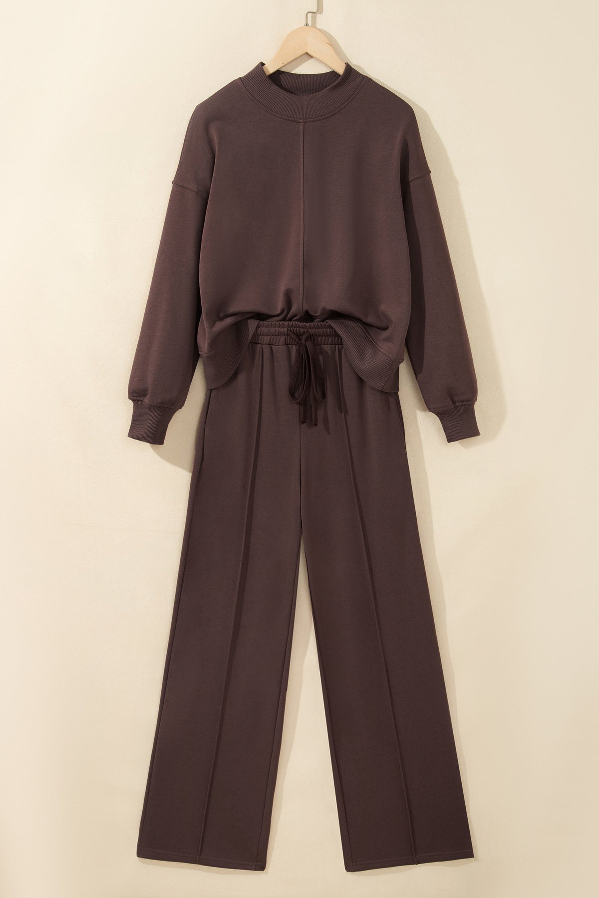 Coffee mock neck pant set, view 5