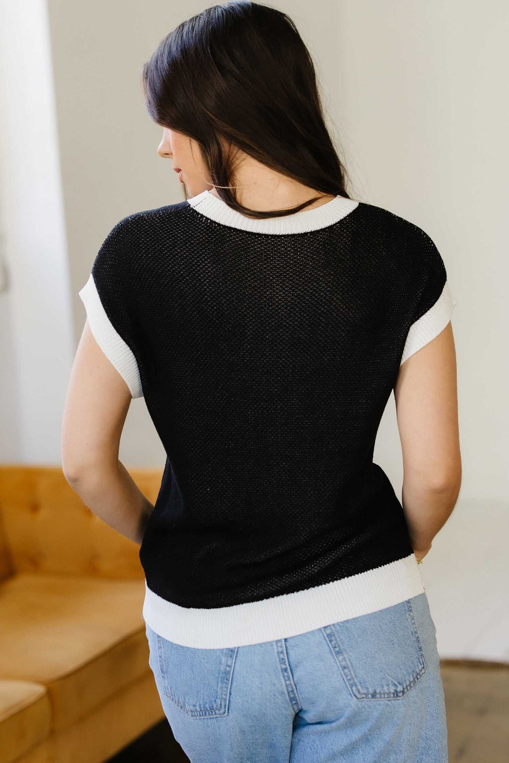 Khaki horseshoe short sleeve sweater, view 5