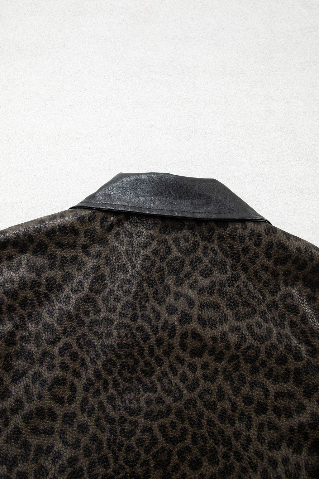Leopard colorblock collar jacket, view 8