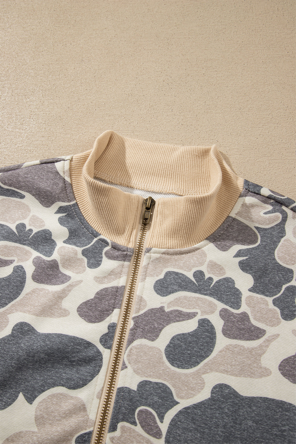 Camo zip bomber sweatshirt, view 8