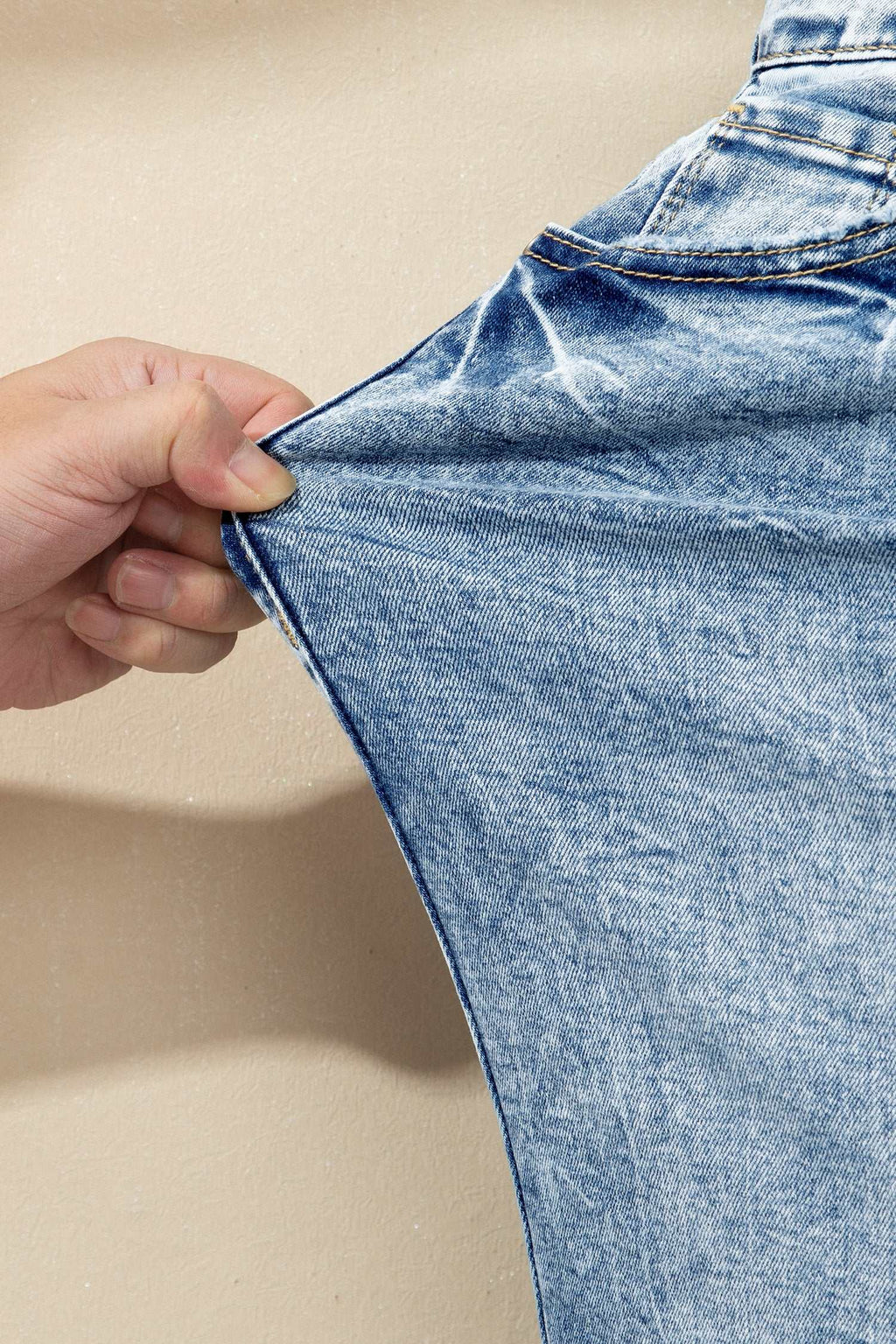 Blue acid wash flare jeans, view 18