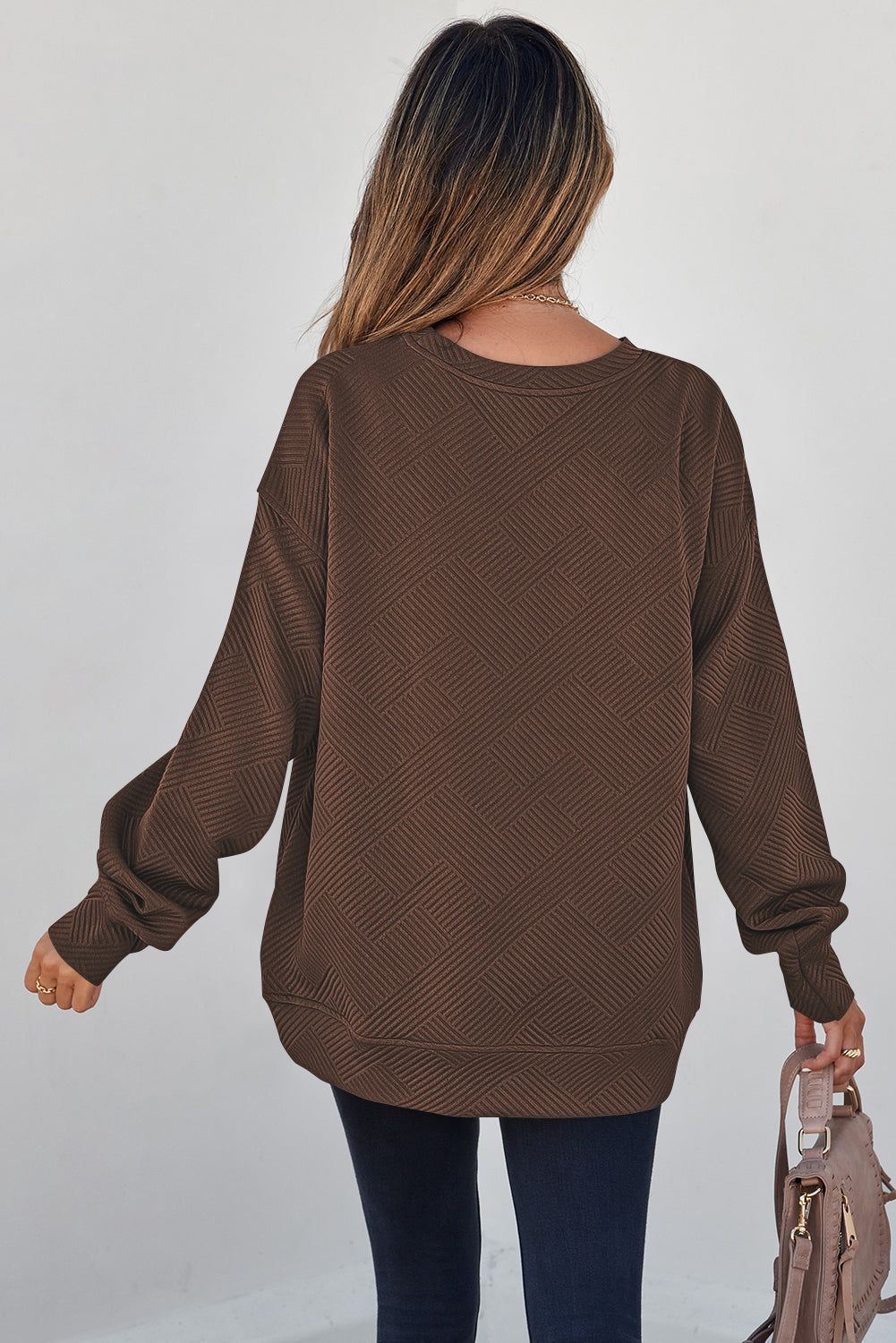 Coffee textured pullover, alternate view