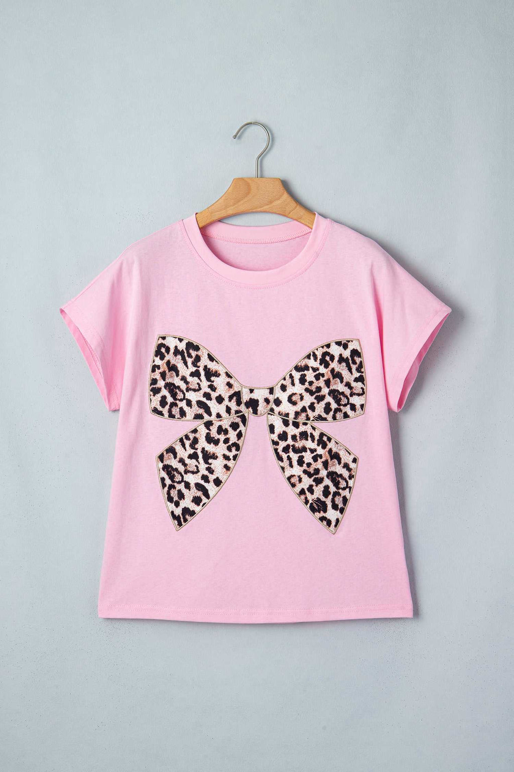 Pink leopard bow tee, view 3