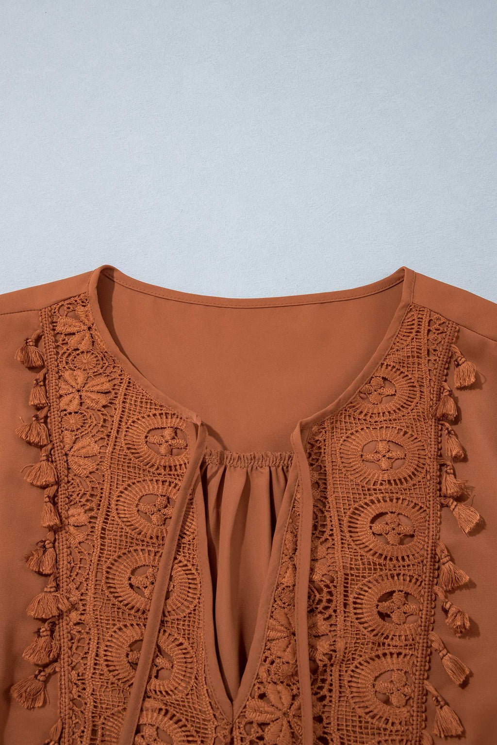 Chestnut boho plus size blouse, view 9