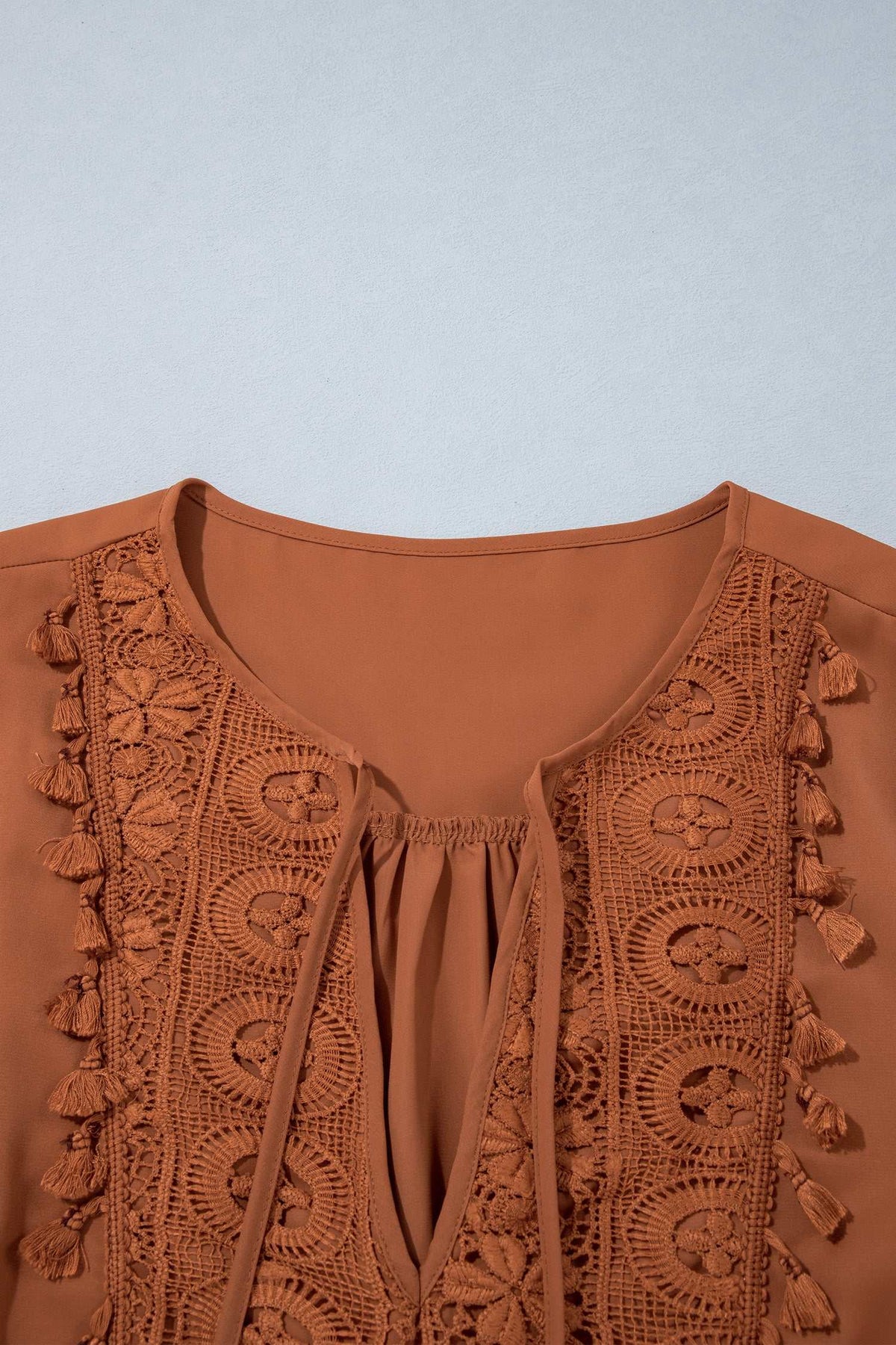 Chestnut boho plus size blouse, view 9