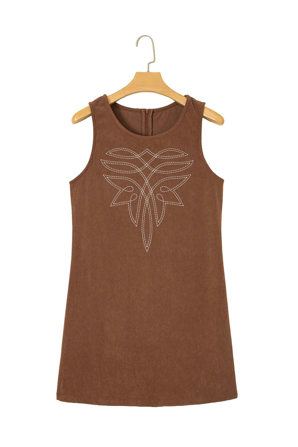 Coffee corduroy shift dress, view 16