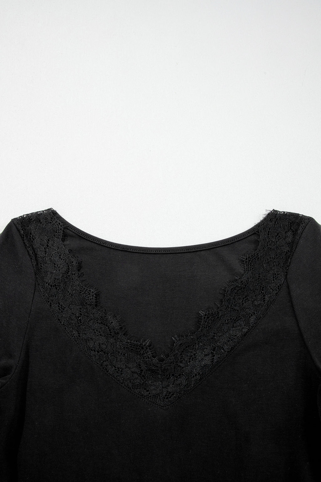 Black Lace Trim Elegant Neckline Long Sleeve Slim Top Dear-Lover Dropshipping