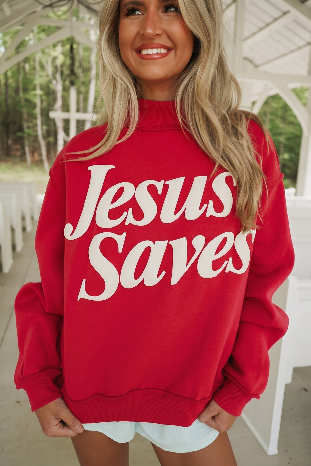 Dark Brown Jesus Saves Slogan Print Stand Neck Baggy Sweatshirt Dear-Lover Dropshipping