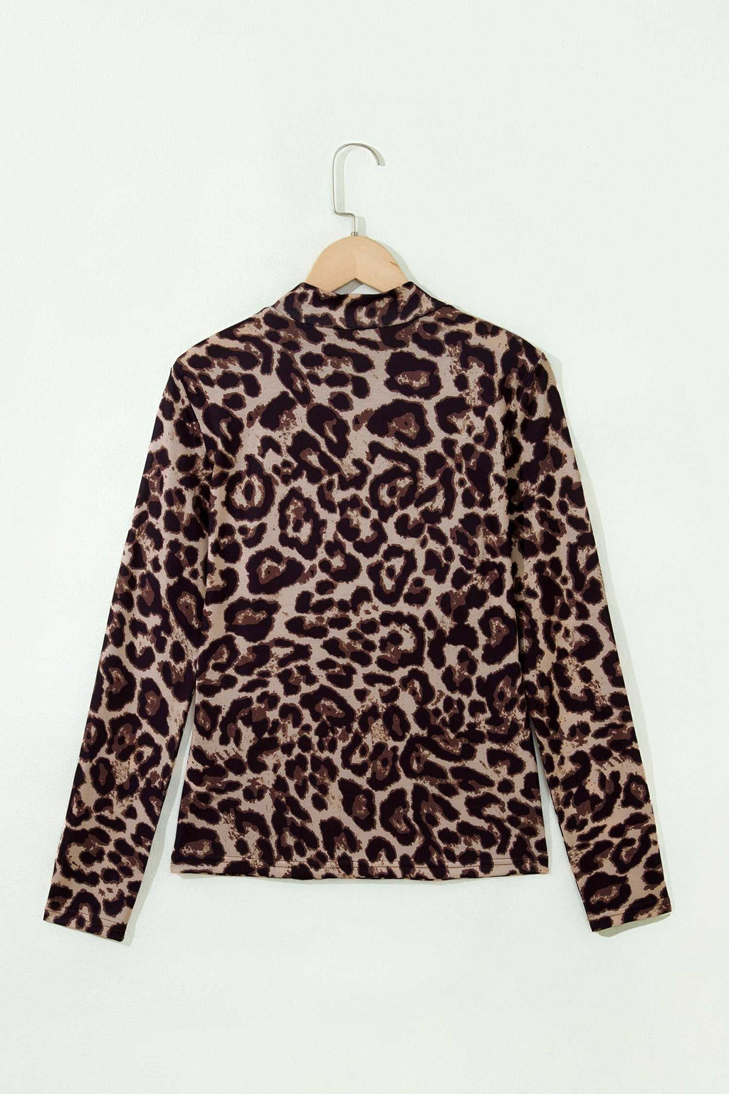 Khaki leopard high neck top, view 7