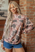 Camo mock neck sweatshirt, alternate view