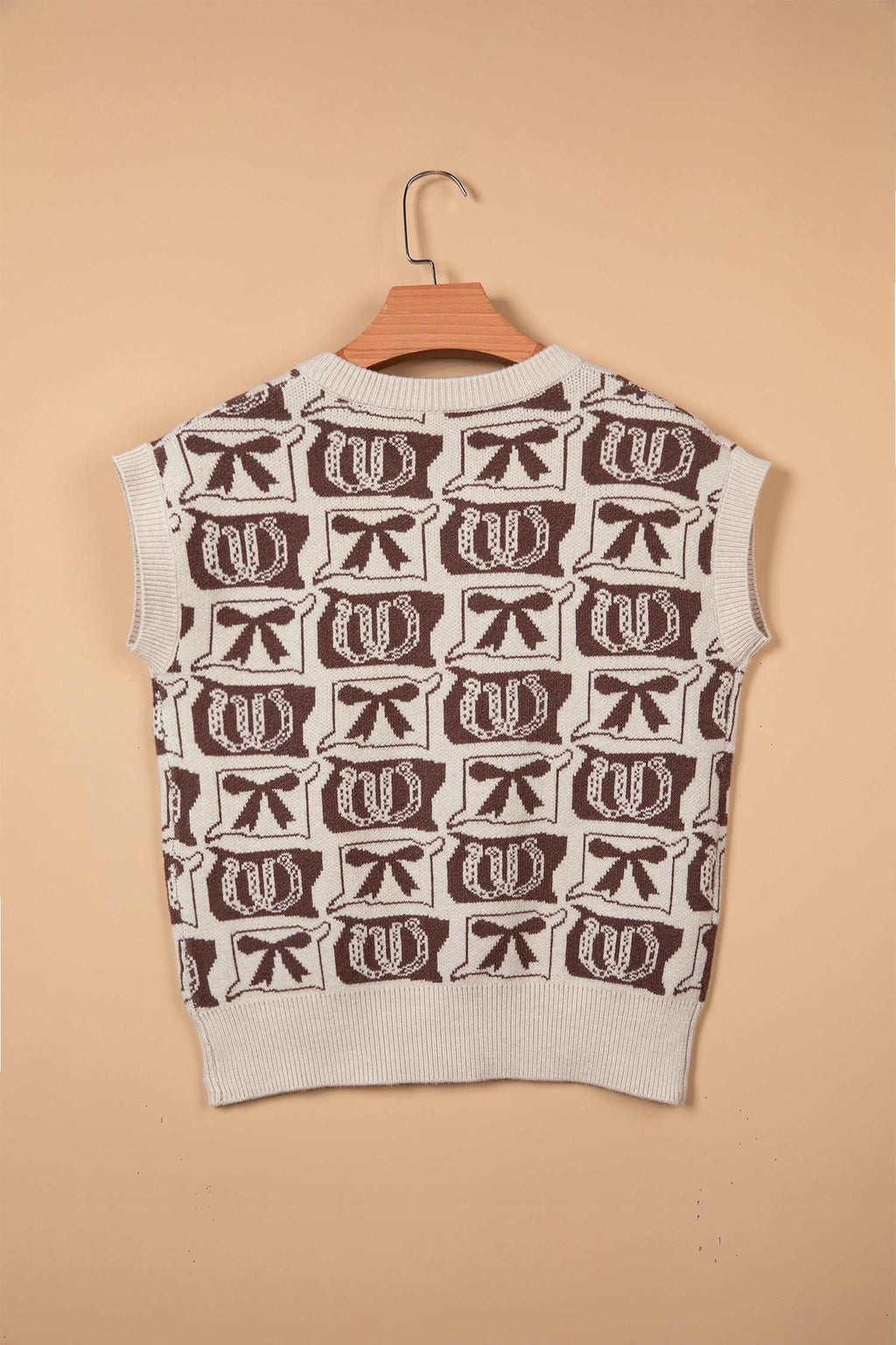 Brown horseshoe sweater vest, view 12