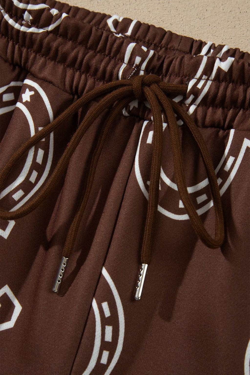 Brown western print pant set, view 10