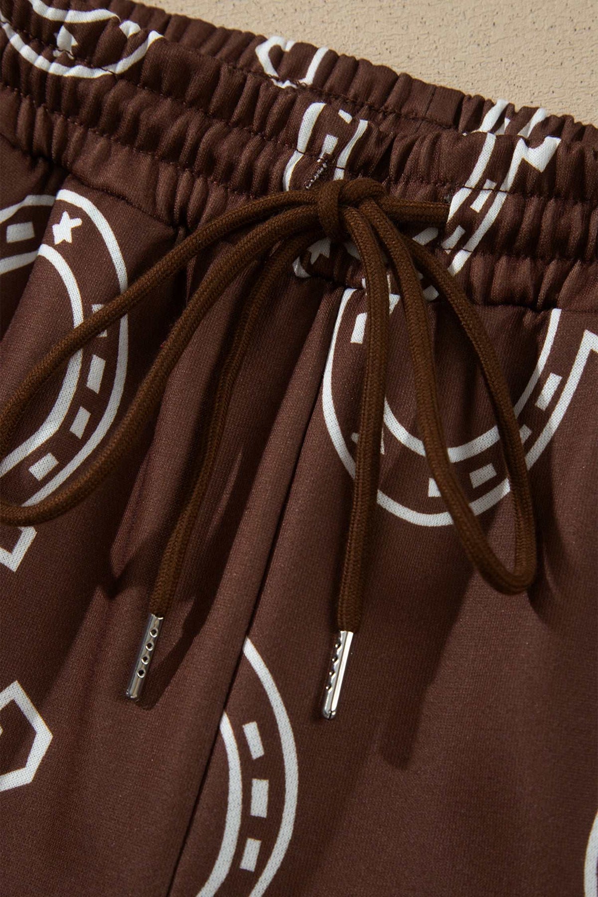 Brown western print pant set, view 10