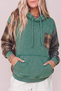 Smoke Green Plaid Colorblock Hoodie Dear-Lover Dropshipping