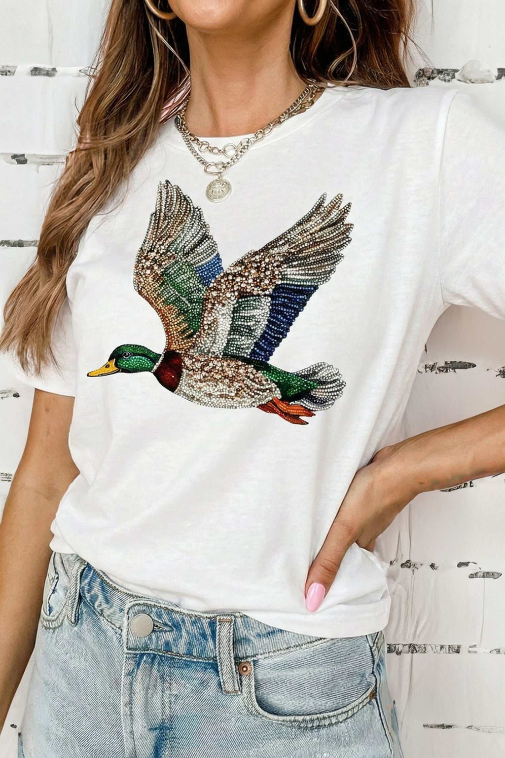 Khaki flying mallard tee, view 4