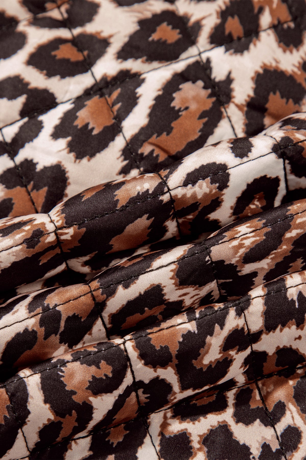 Brown leopard quilted jacket, view 6