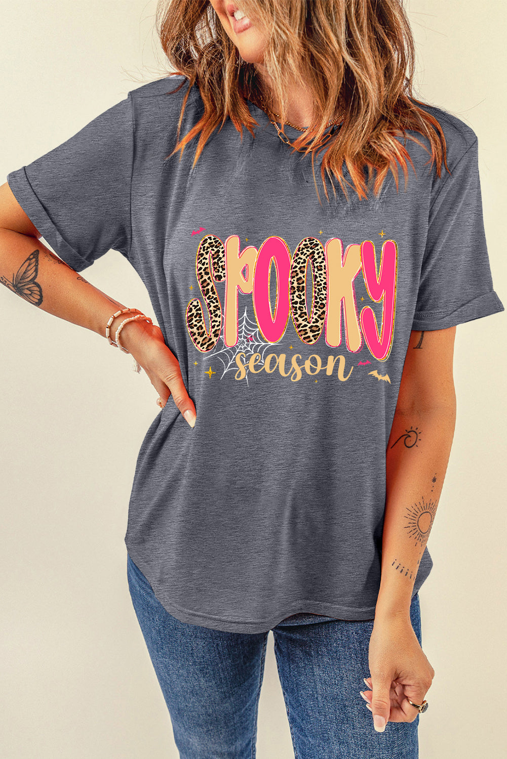 Gray Spooky Season tee, view 6
