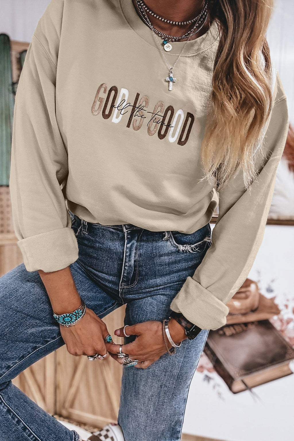 God Is Good embroidered sweatshirt, view 5