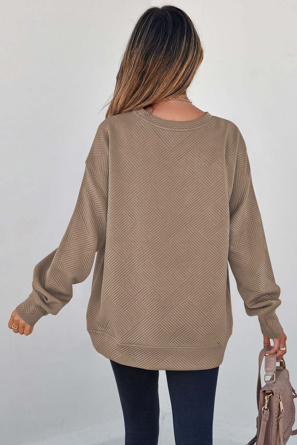 Coffee textured pullover, view 14