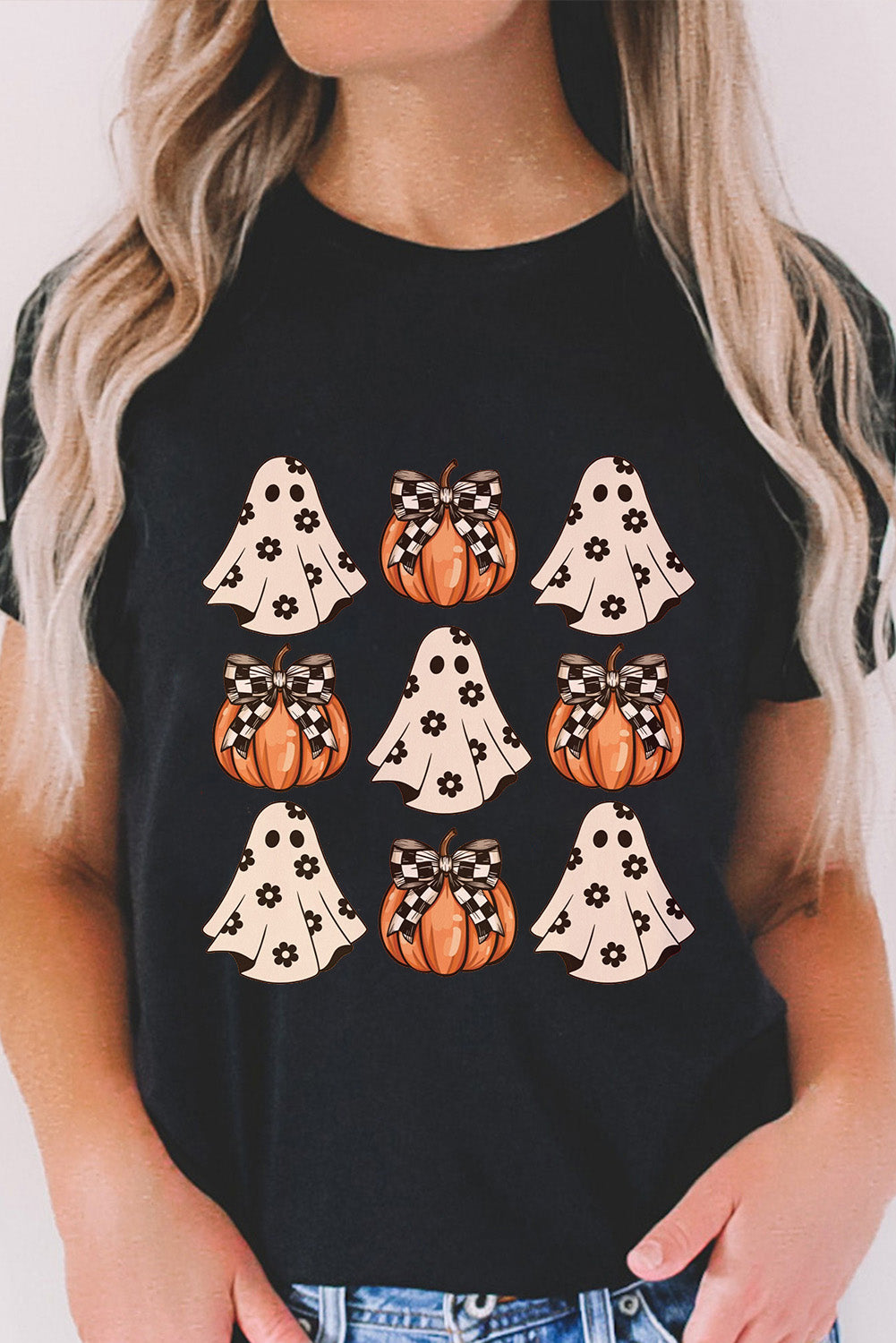 Black ghost pumpkin tee, view 8