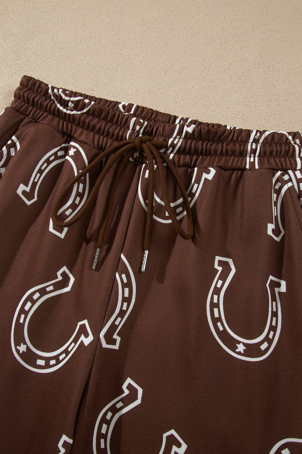 Brown western print pant set, view 11