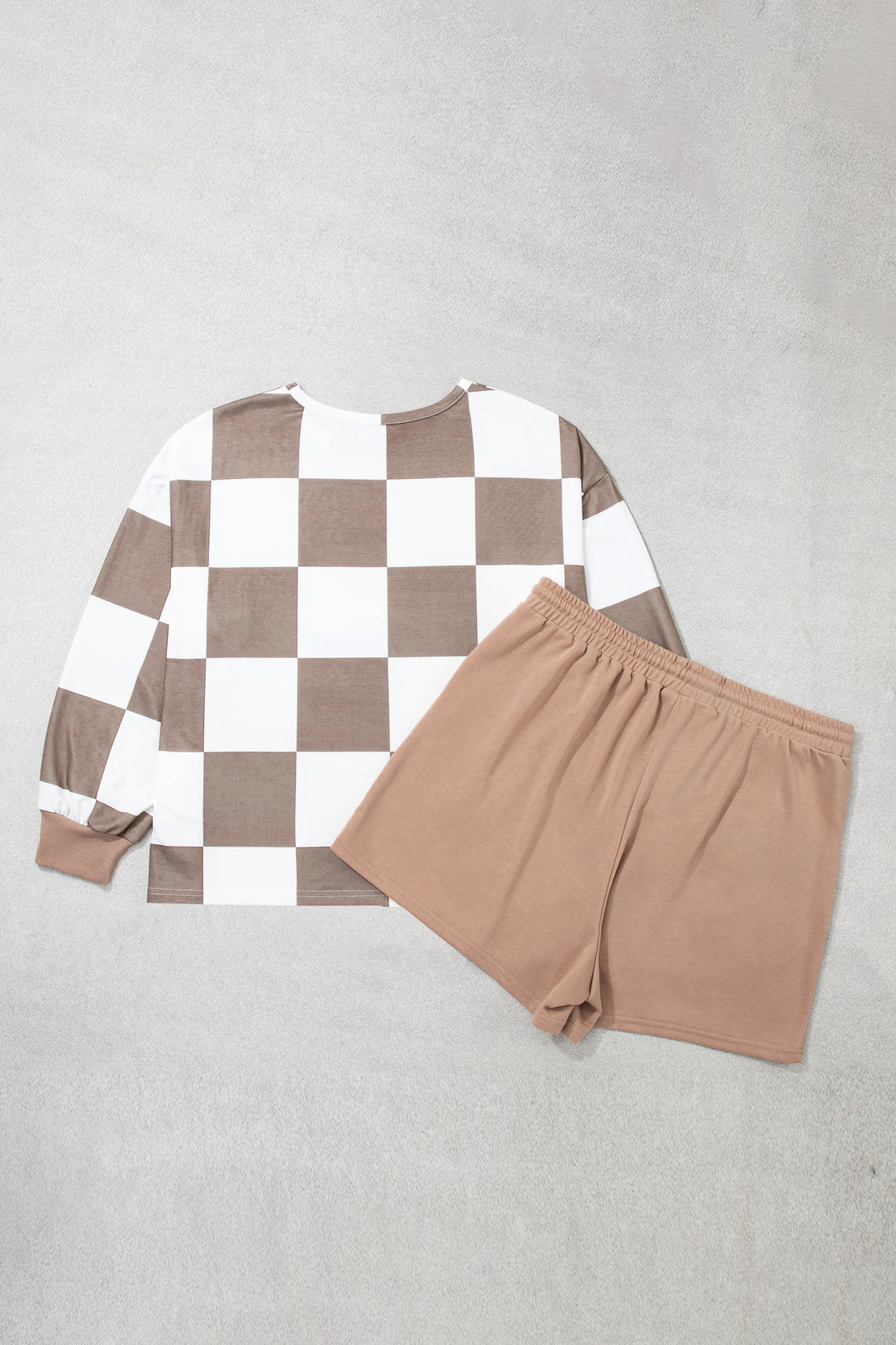 Khaki checkered plus size set, alternate view