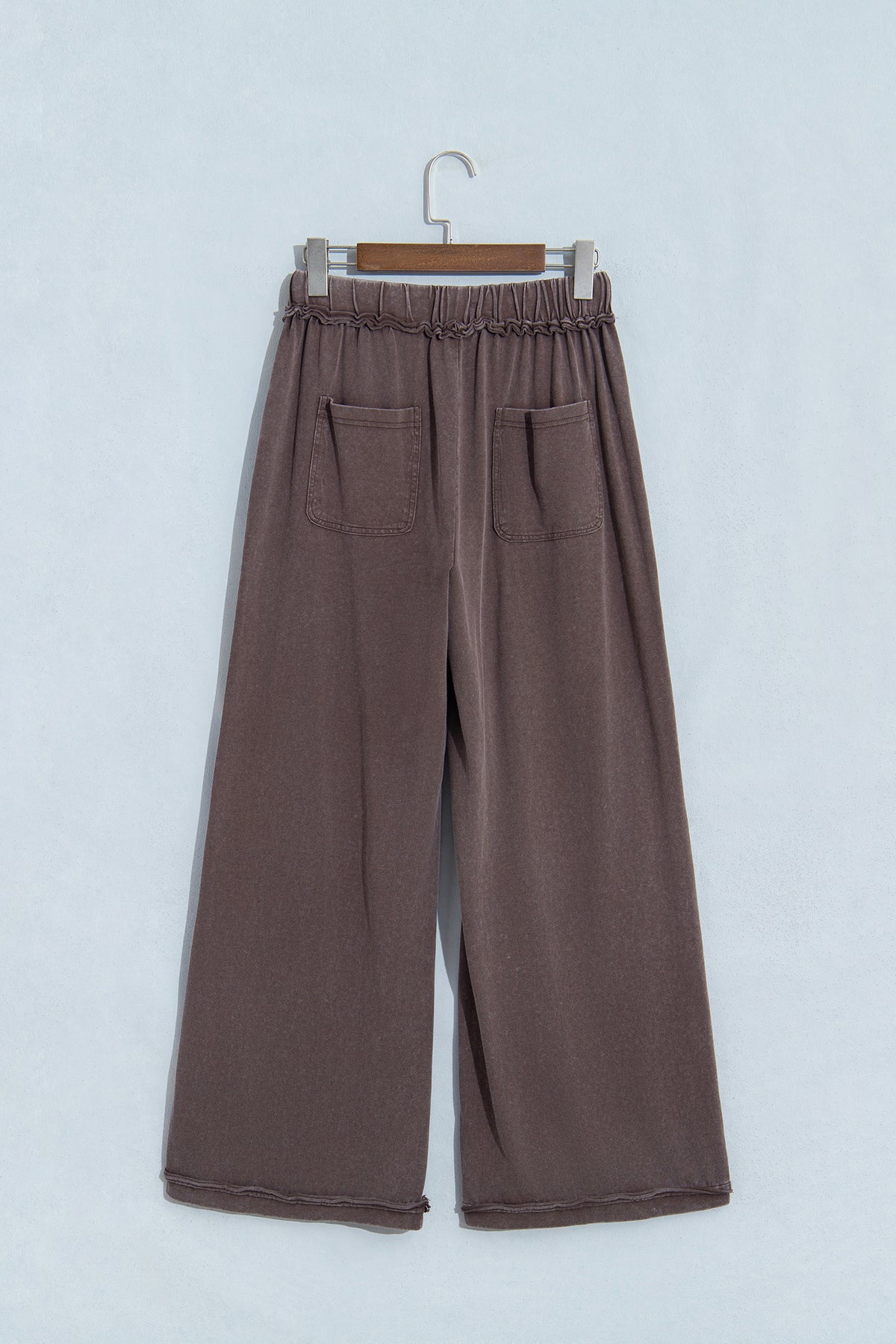 Coffee mineral wash flare pants, view 5