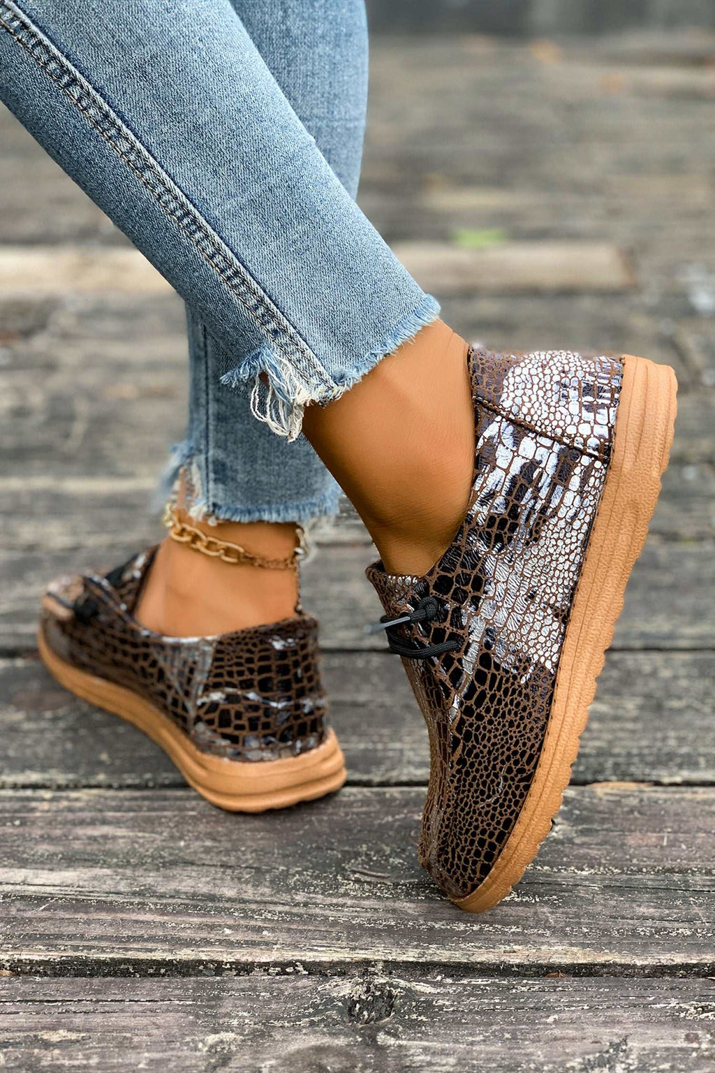 Mustard print loafers, view 6