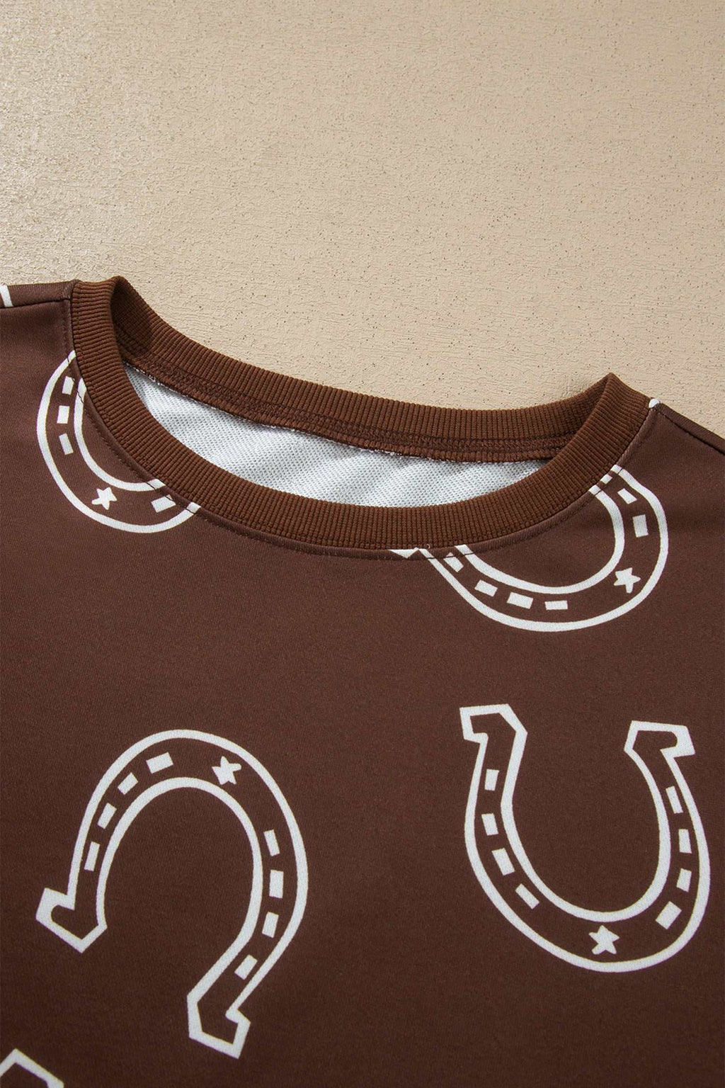 Brown western print pant set, view 16