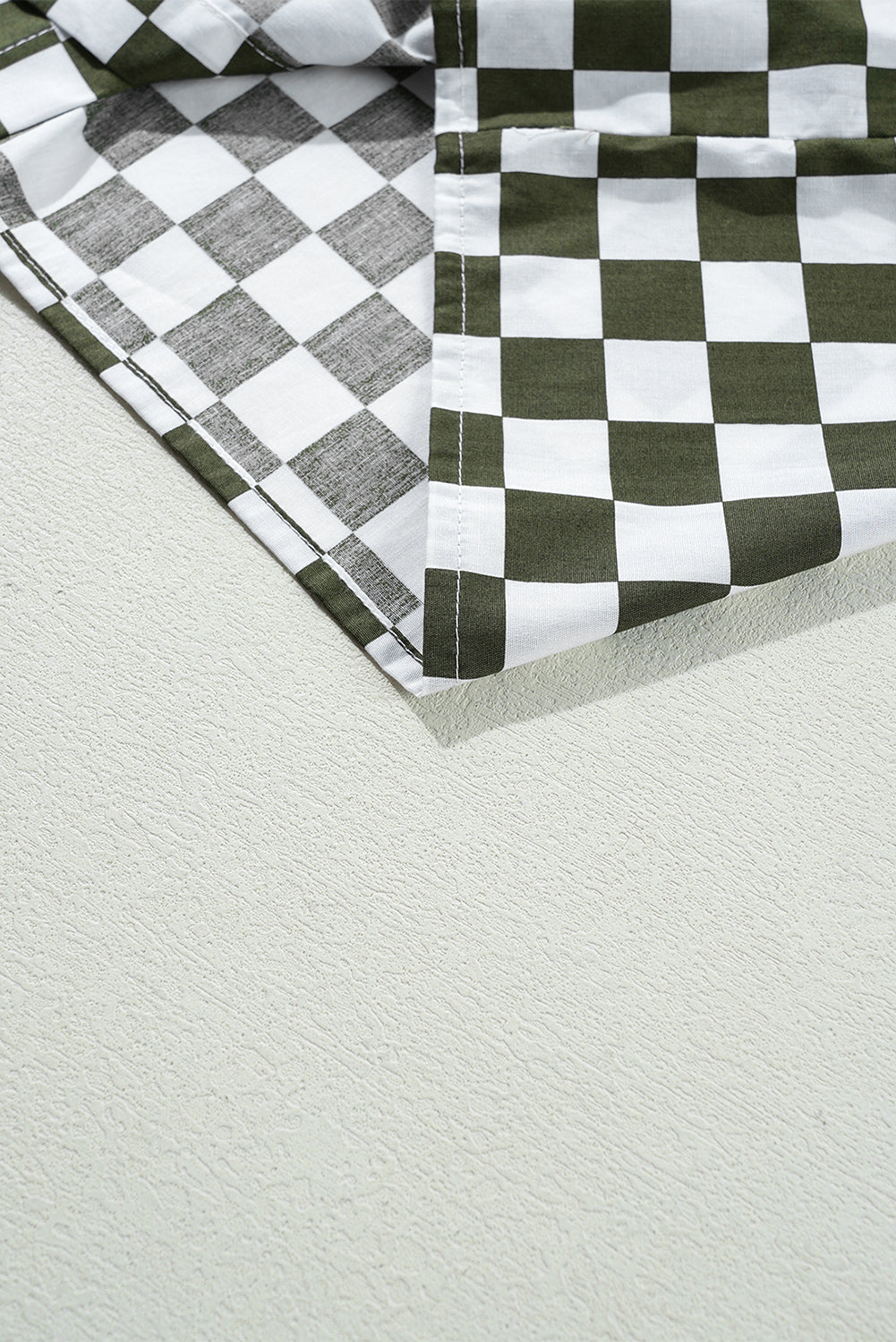 Green Checkerboard Print Drop Shoulder Shirt