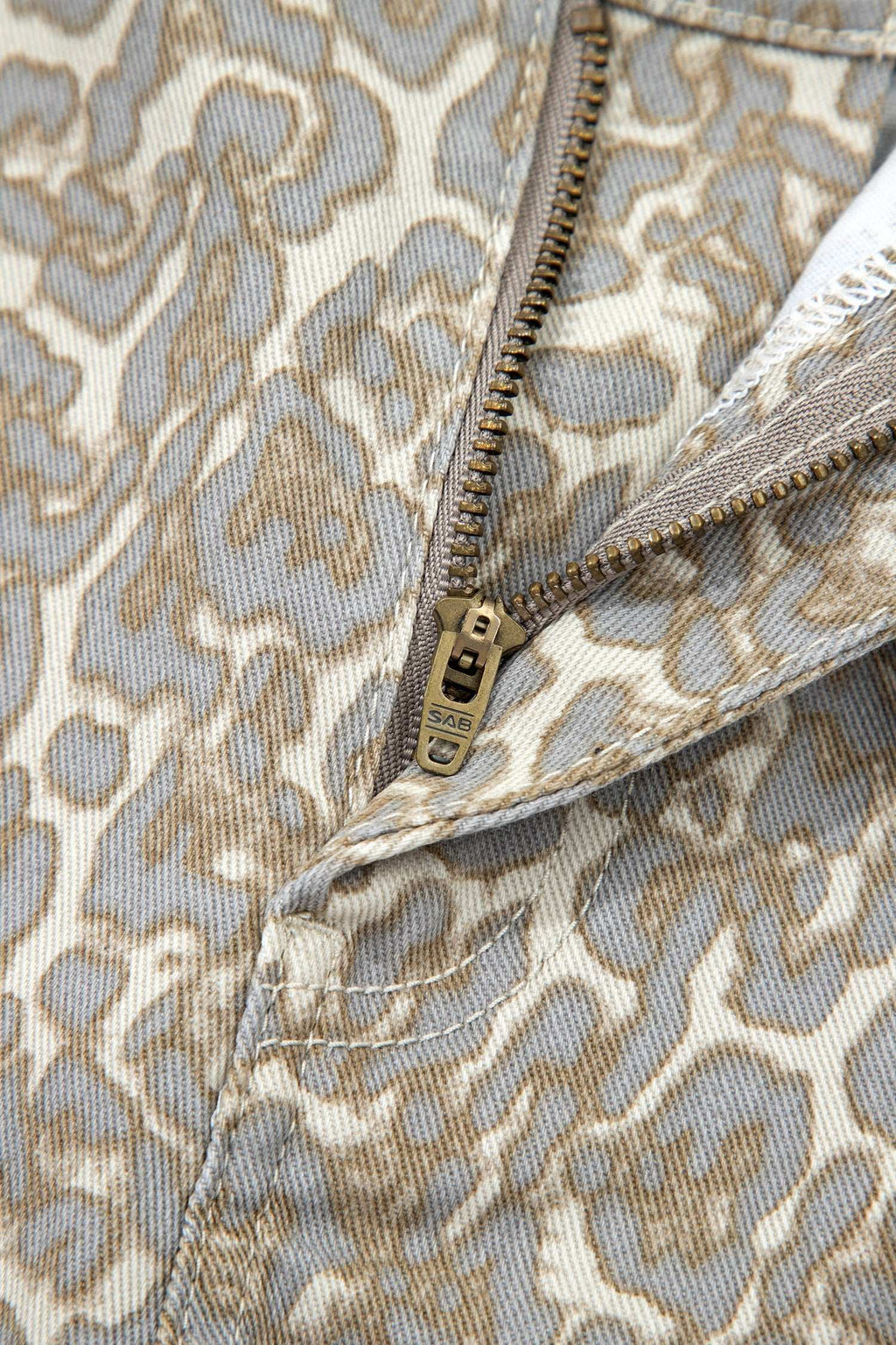 Khaki leopard denim shorts, view 8