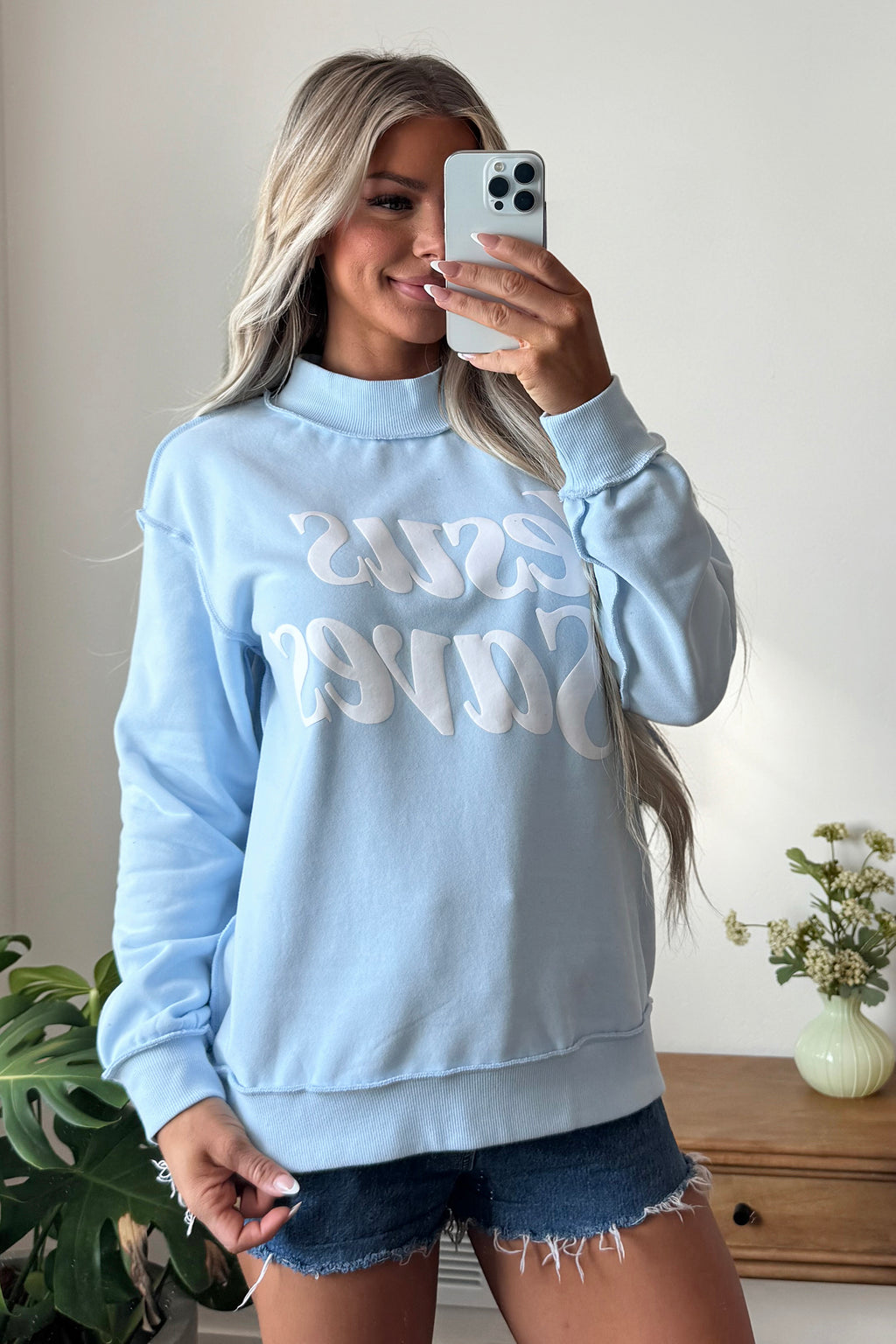 Dark Brown Jesus Saves Slogan Print Stand Neck Baggy Sweatshirt Dear-Lover Dropshipping