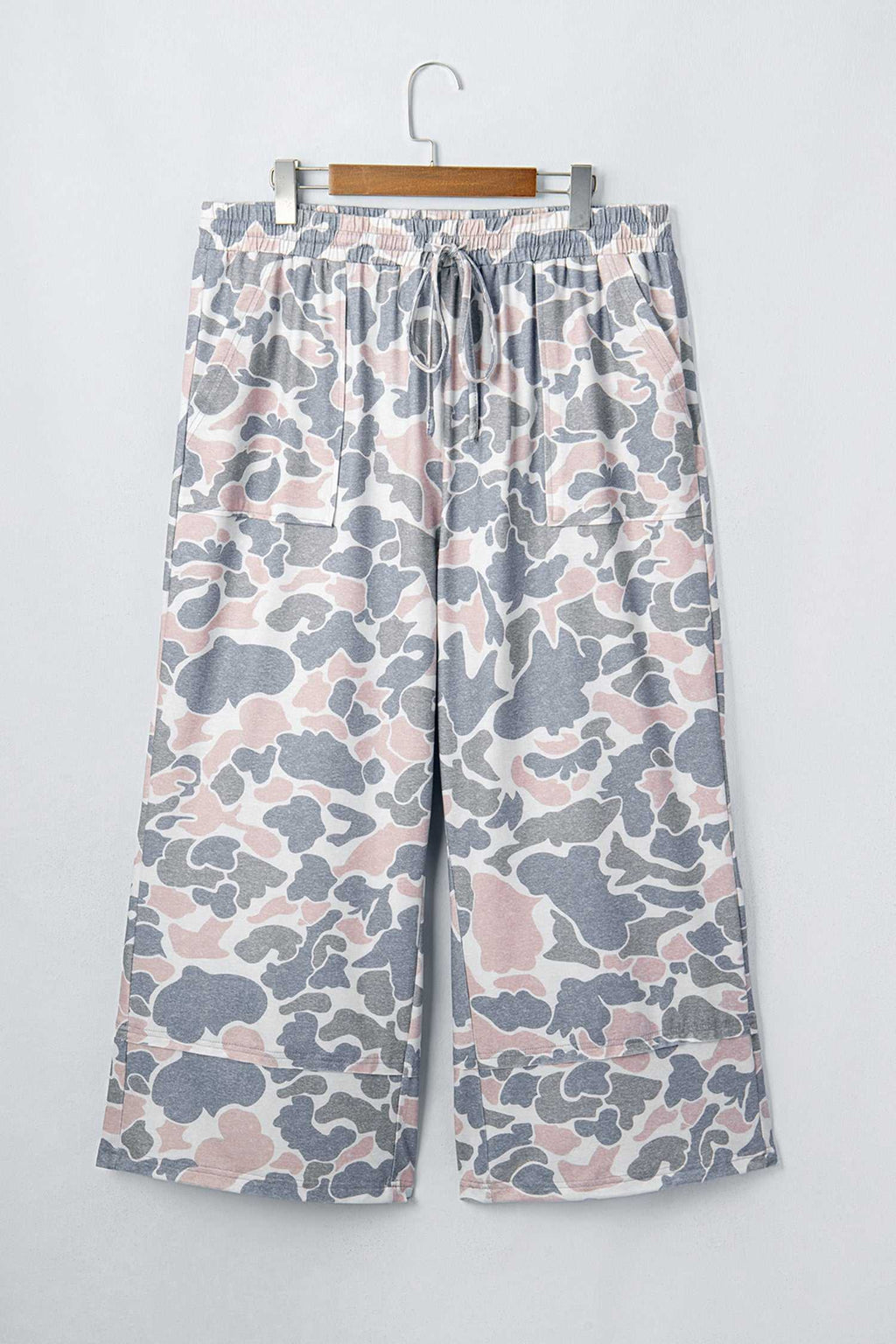 Khaki camo plus size pants, view 3