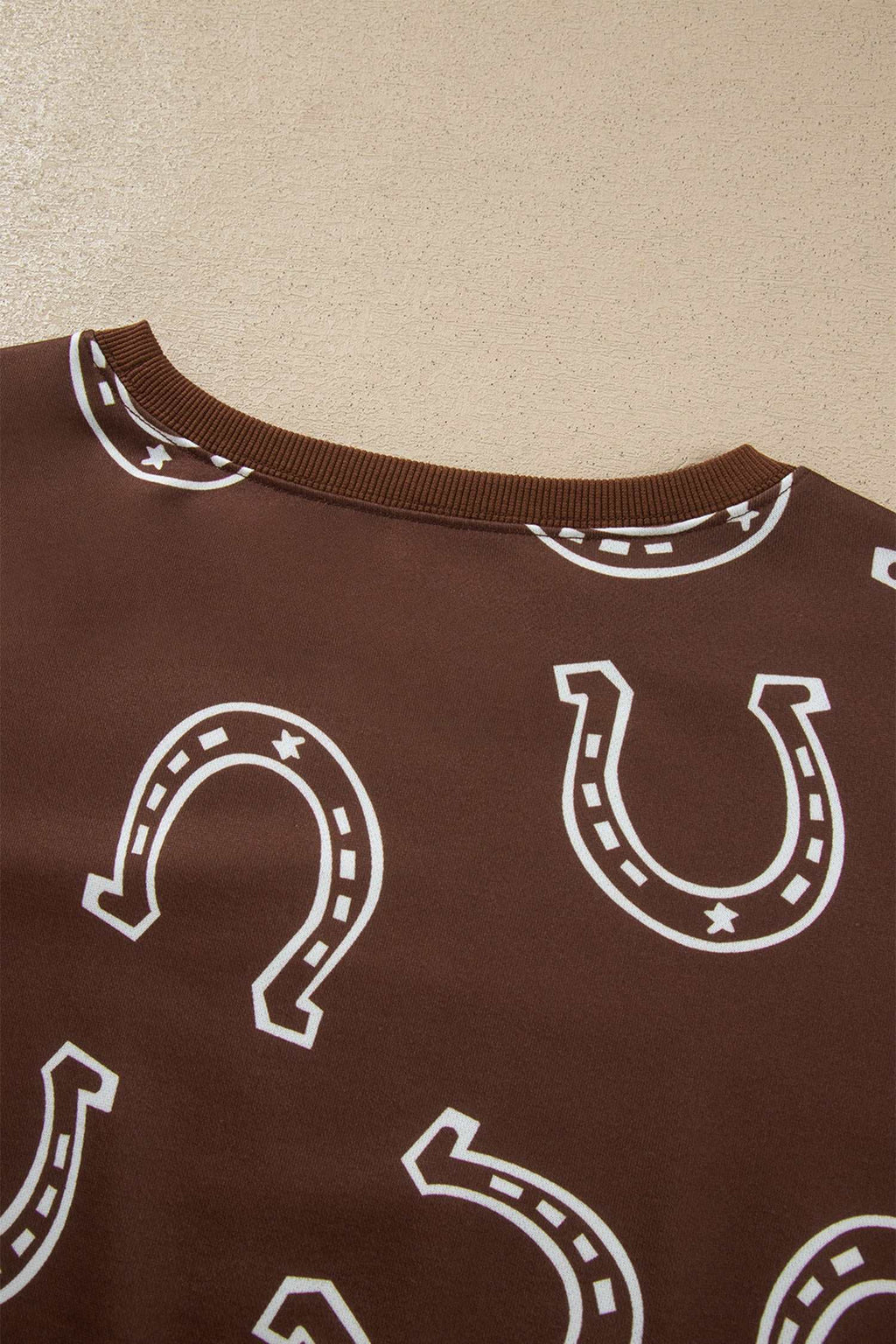 Brown western print pant set, view 14