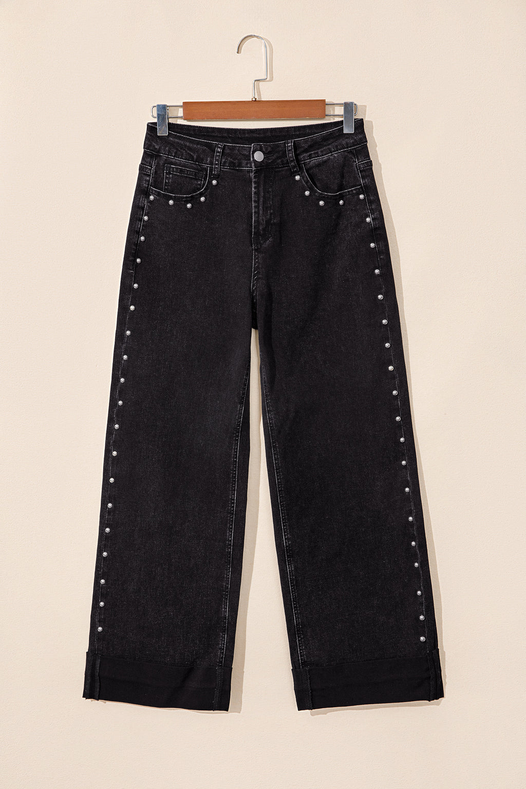 Black studded jeans, view 6