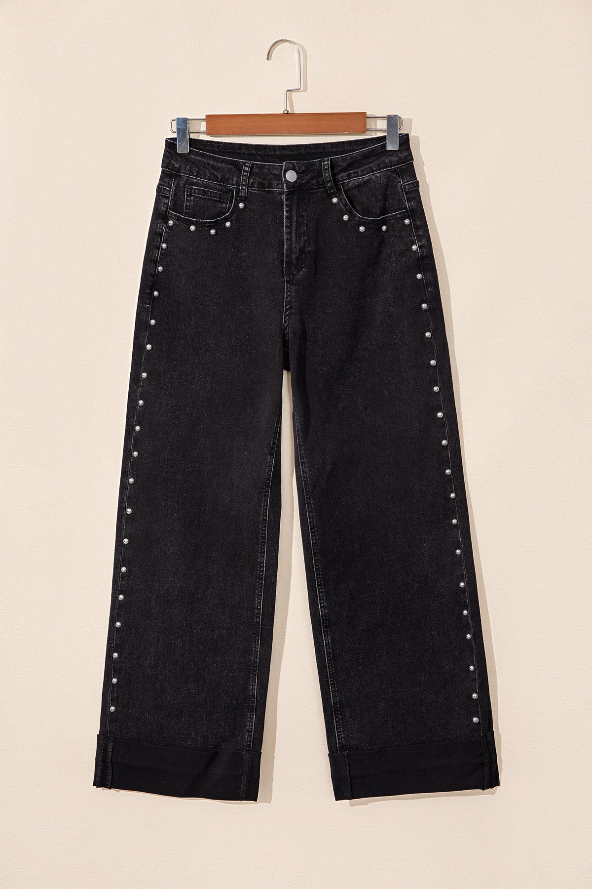 Black studded jeans, view 6