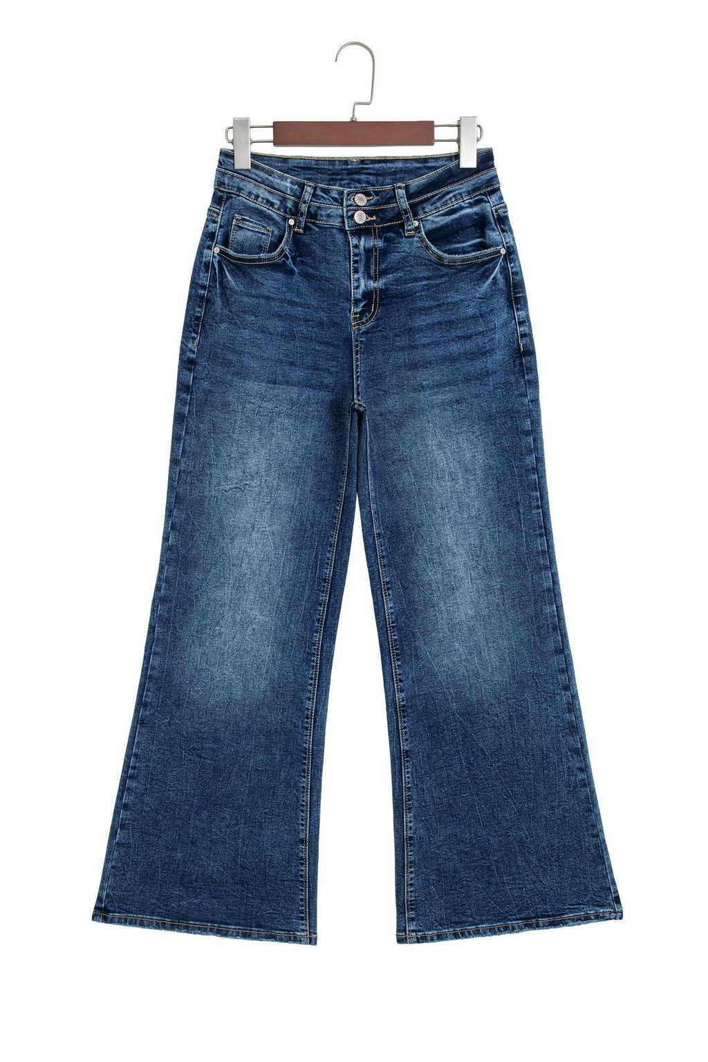 Beau Blue Acid Wash Pocket Detail Flare Jeans BD Boutique