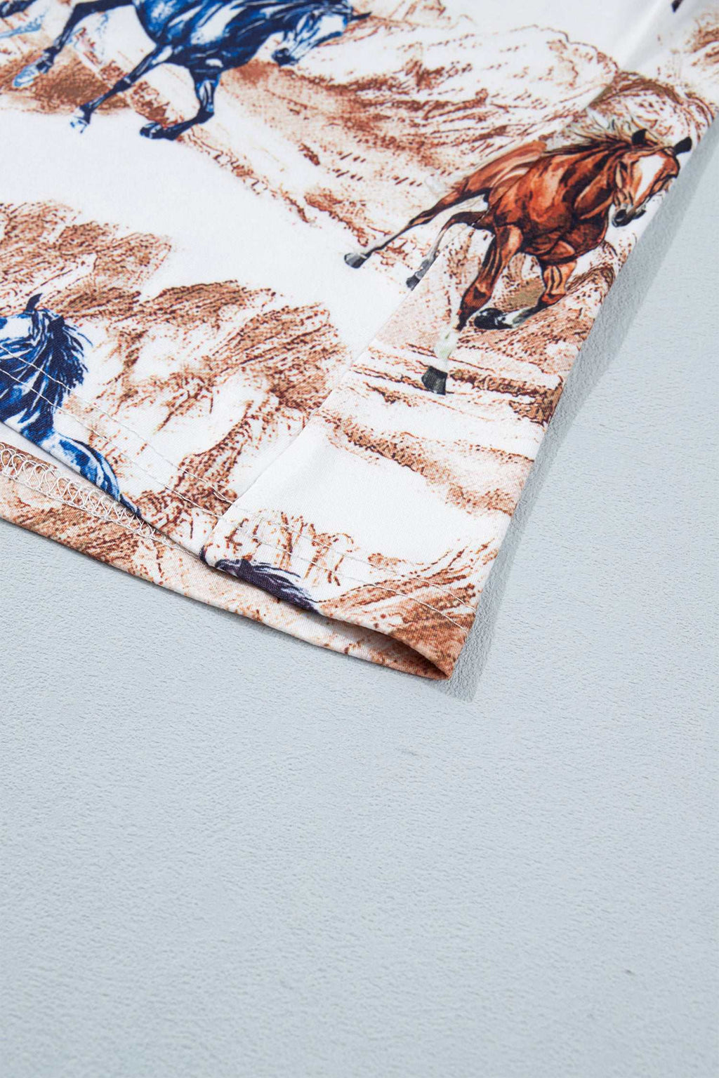Brown horse print tank top, view 7