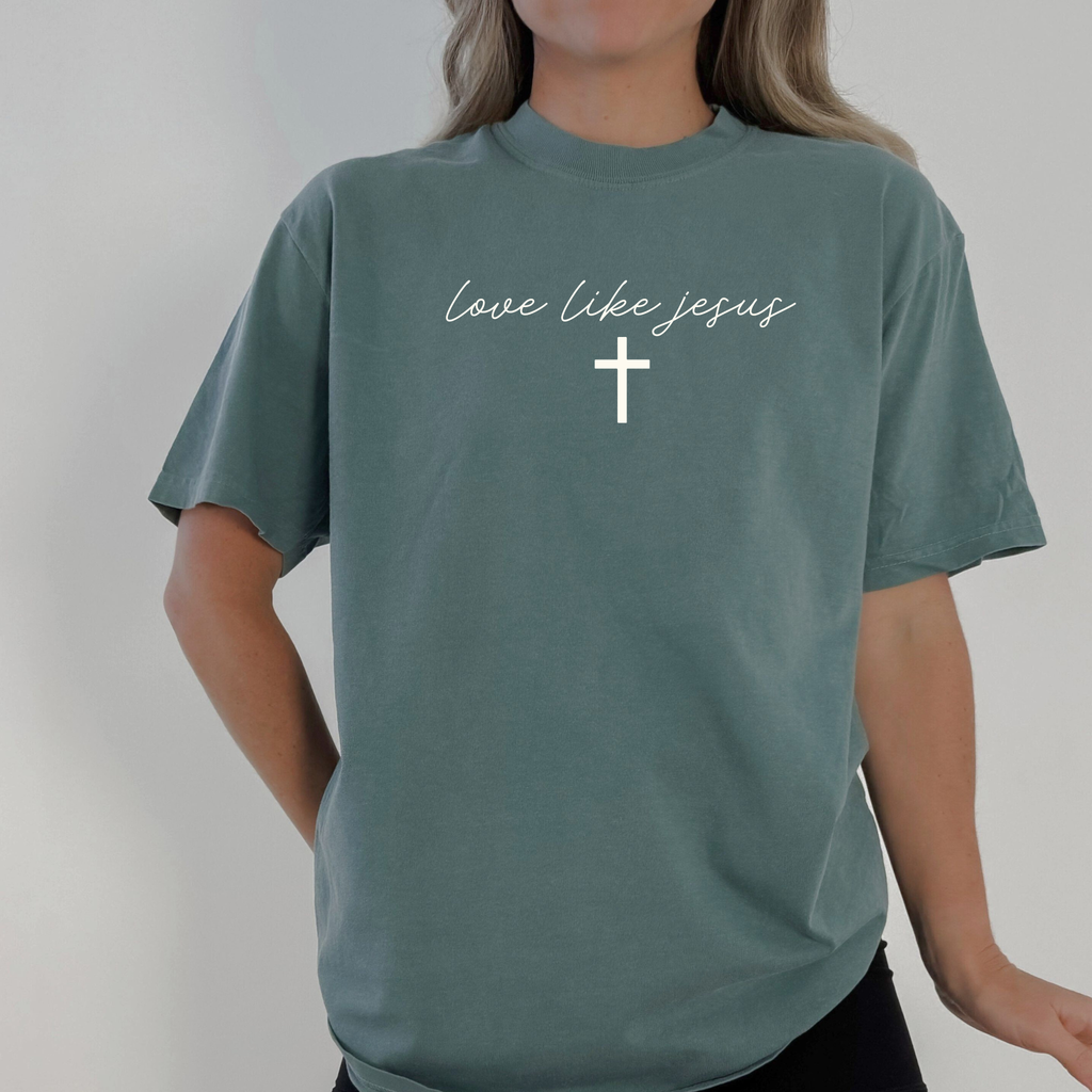 Love Like Jesus script tee, view 3