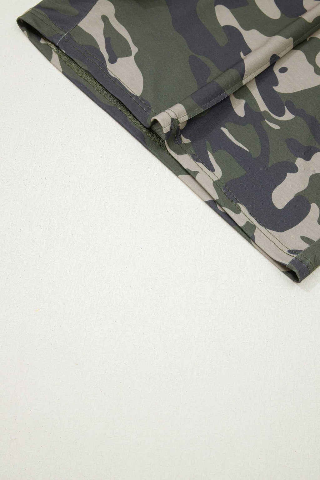Green camo plus size shorts, view 5
