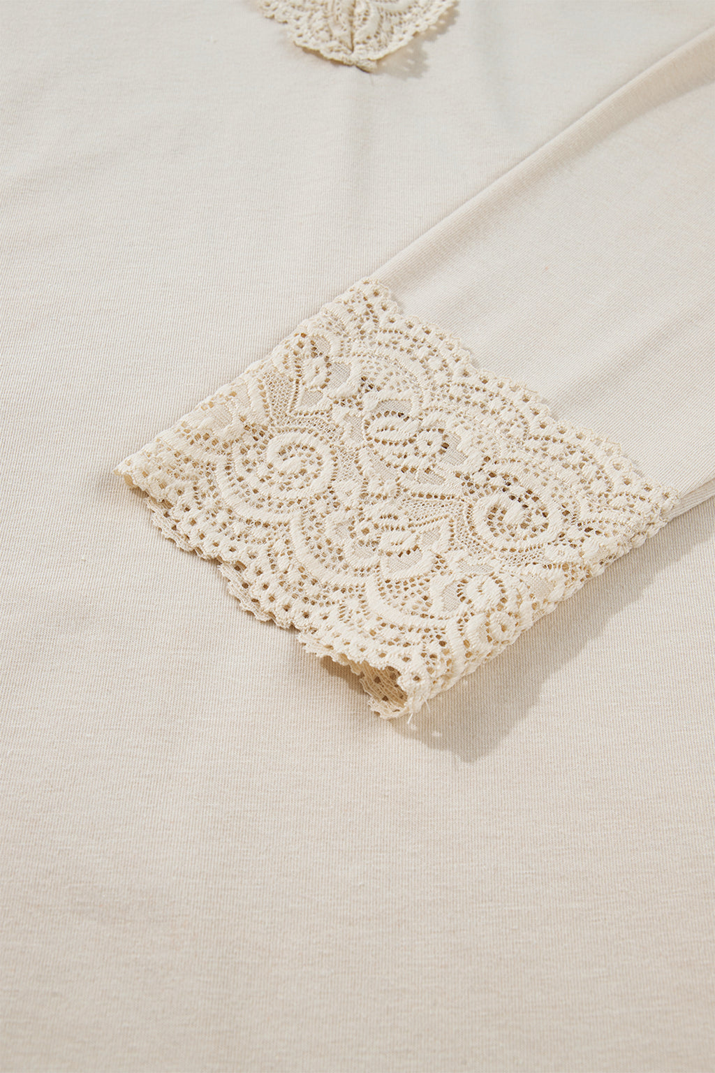 Apricot lace trim top, view 6